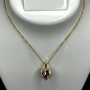 Premium Heart-Shaped Blue-Gold Crystal Pendant Necklace with Gold-Plated Chain